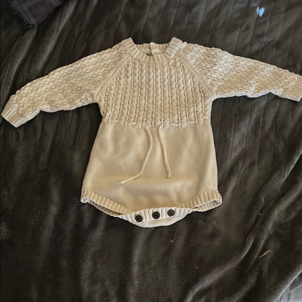 Cozy Knit Baby Sweater - Cream